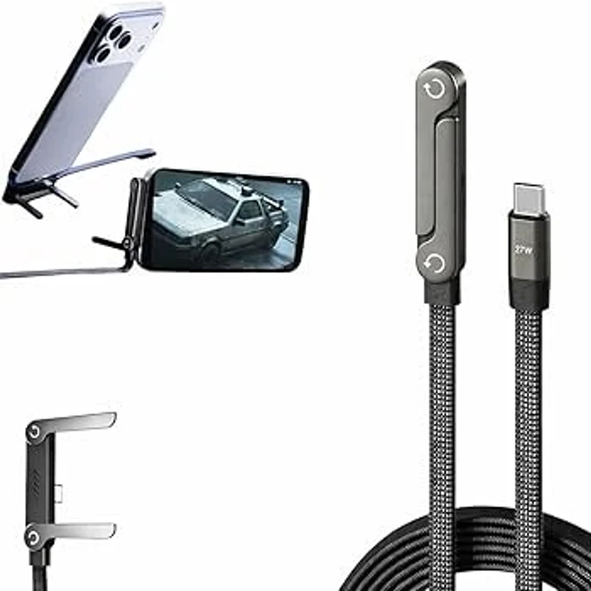 (Type-C to Type-C)Hidden Holder Charger Cable with Stand, 240W PD Type-C to Type-C (iPhone)