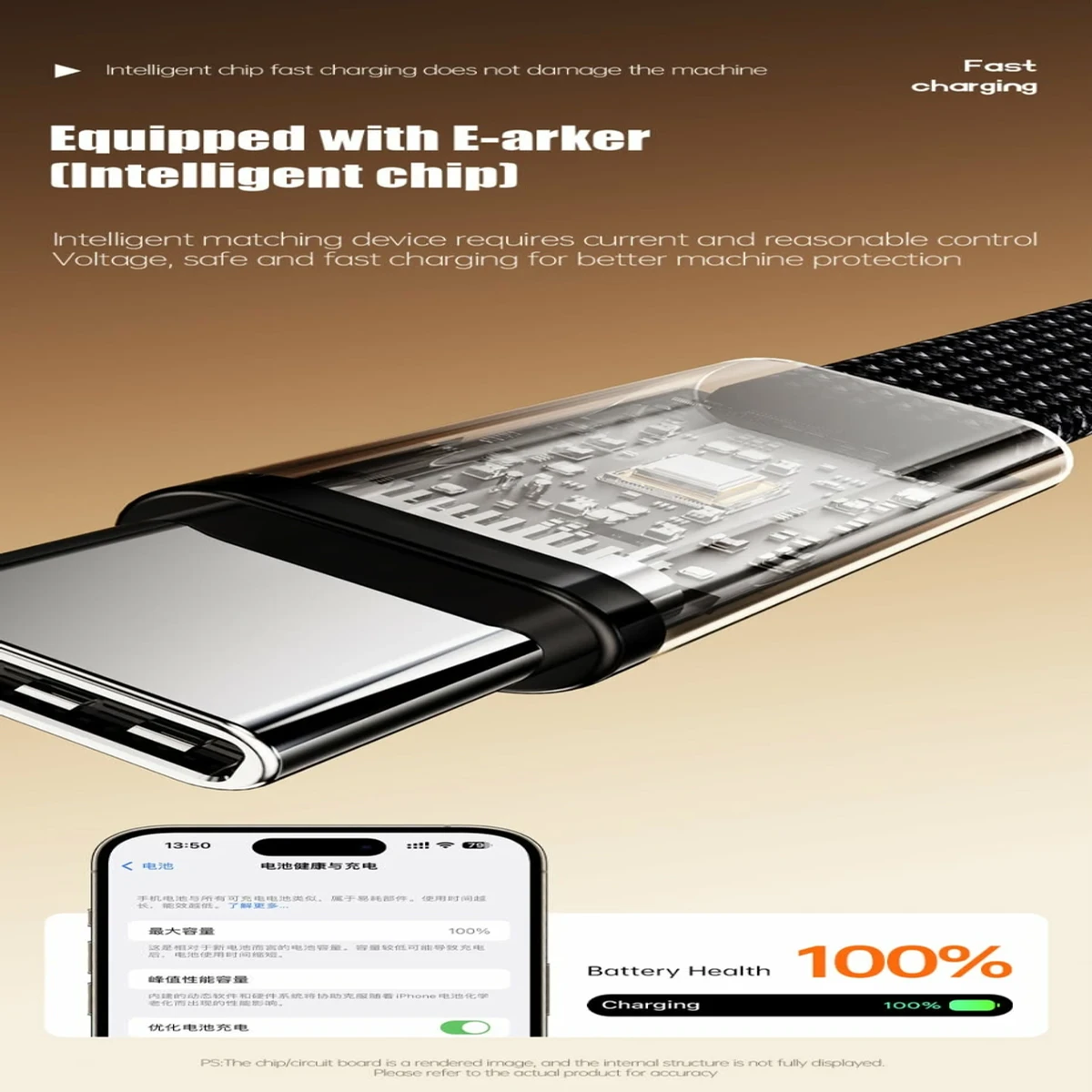 (Type-C to Type-C)Hidden Holder Charger Cable with Stand, 240W PD Type-C to Type-C (iPhone)