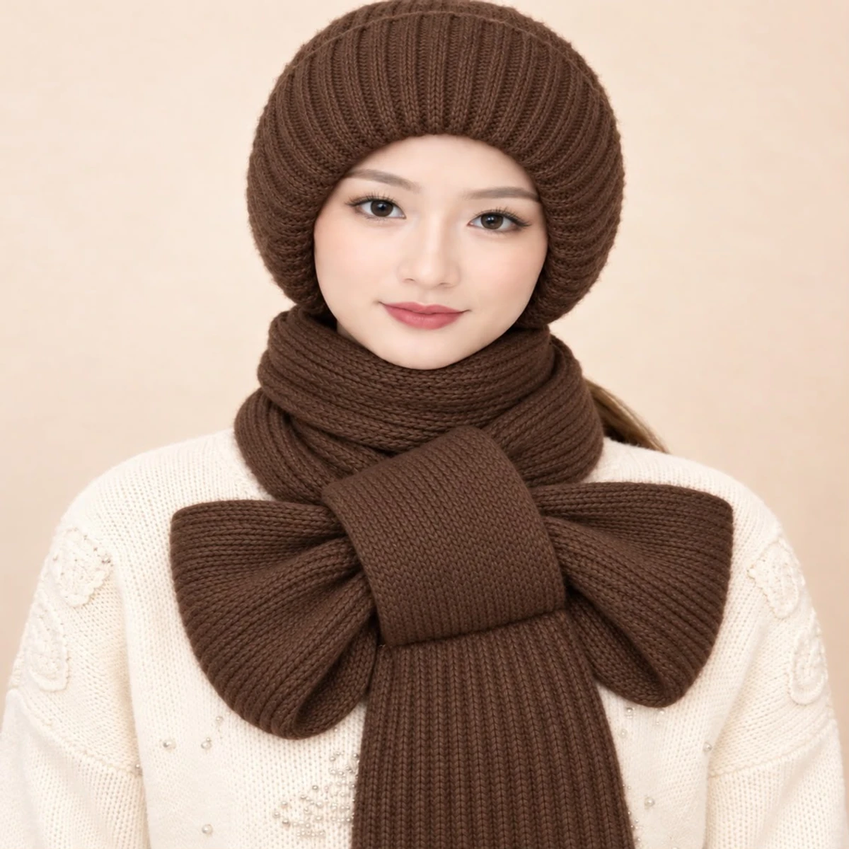 NEW Winter Protection Windproof Cap with Scarf (coffee colour)
