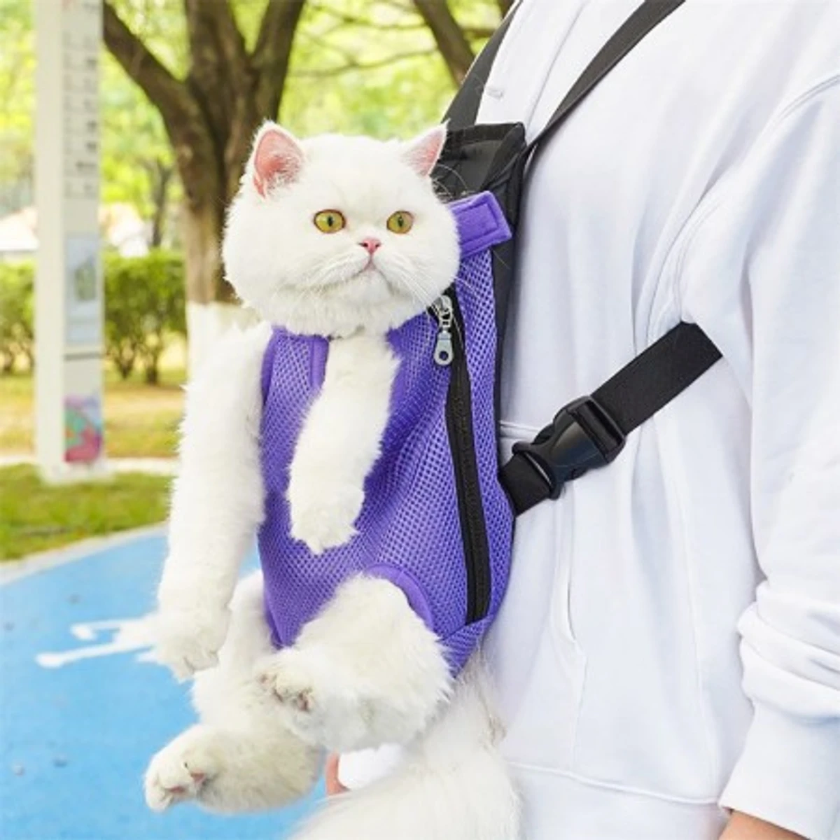 Premium Cat Carrier Backpack | Breathable Pet Carrier Bag for Travel Purple