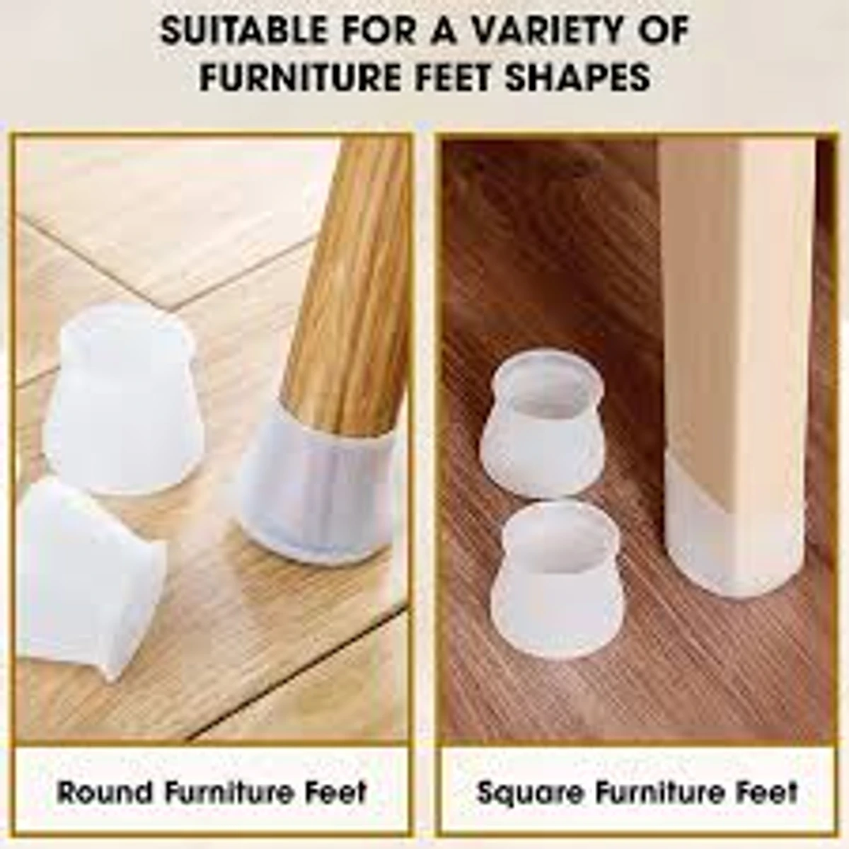 24 pcs Chair Leg Floor Protectors Felt Bottom Furniture Silicone Leg Caps, Chair Leg Covers to Reduce Noise, Easily Moving for Furniture Chair Feet,(white colour)
