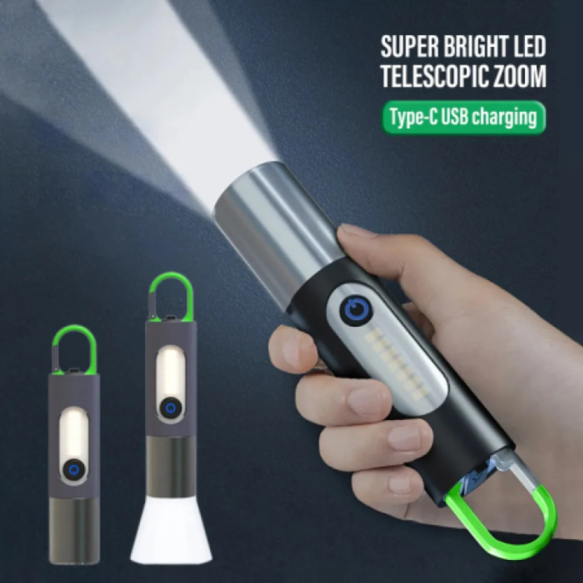 Portable Rechargeable Led flashlight with Camping Light
