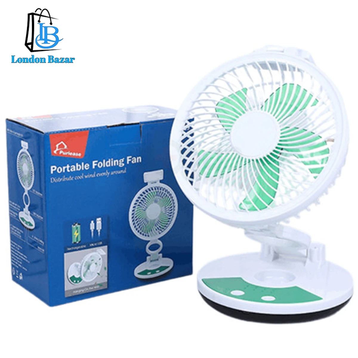 RECHARGEABLE TABLE FAN WITH LED LIGHT