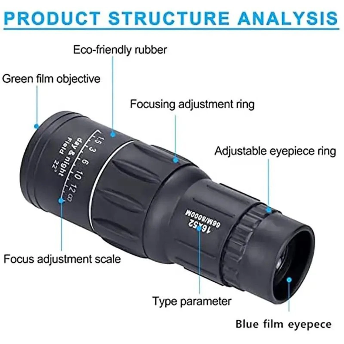 High magnification HD monocular telescope outdoor camping adventure portable monocular telescope